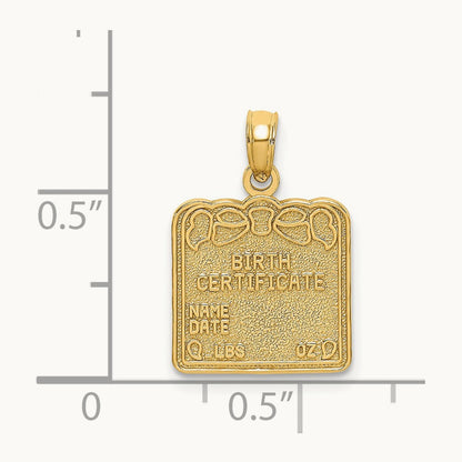 BIRTH CERTIFICATE Charm, 14K