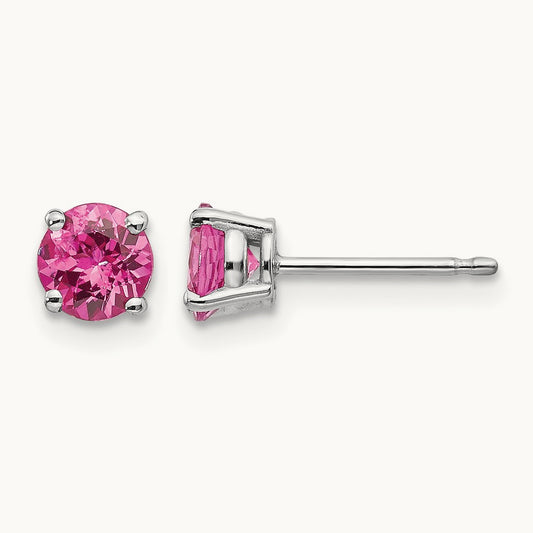 Pink Spinel Earrings, 14K White Gold