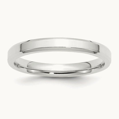 Bevel Edge Comfort Fit Band — 14K White Gold, 3mm