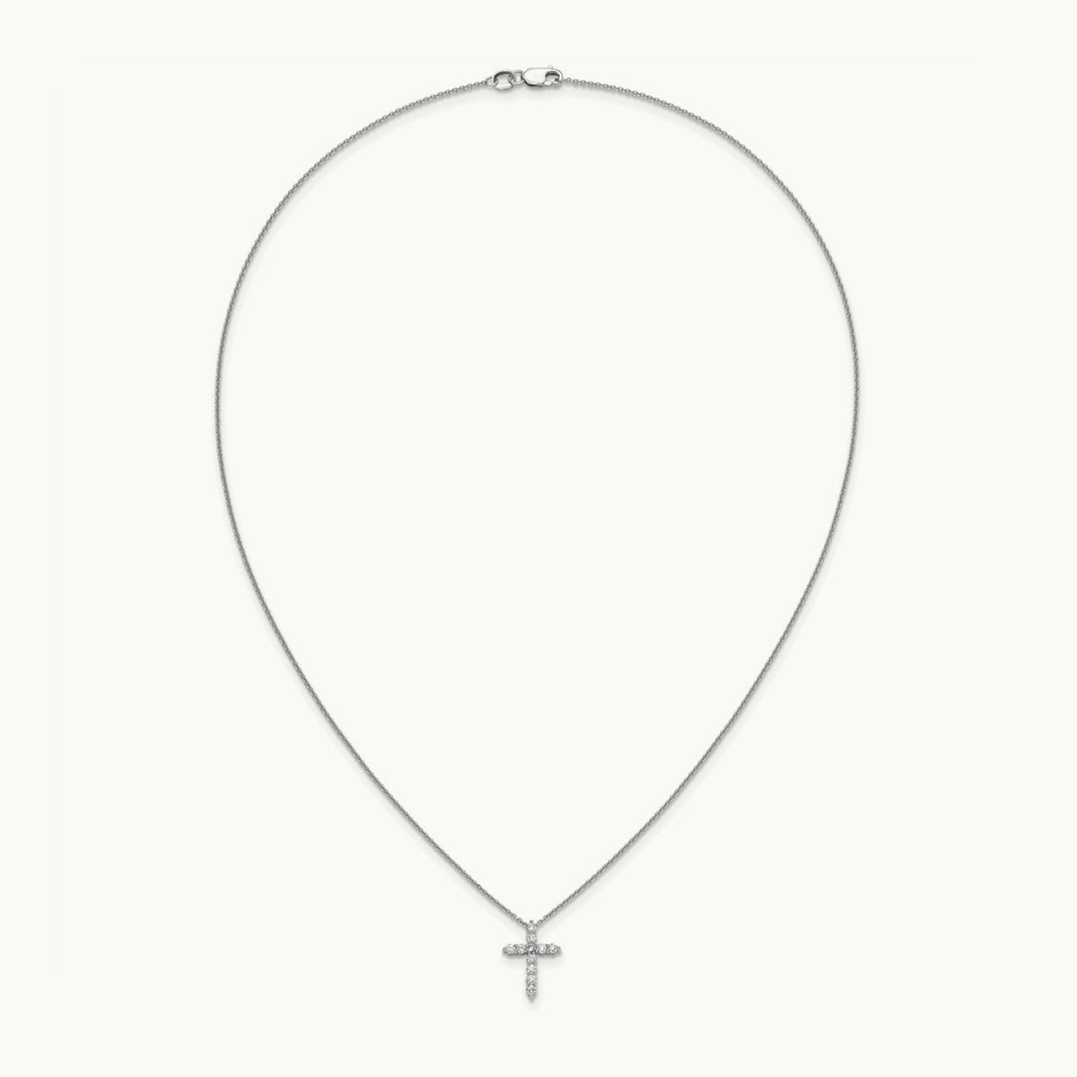 Diamond Cross 18 inch Necklace, 14K White Gold
