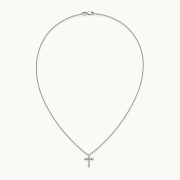 Diamond Cross 18 inch Necklace, 14K White Gold