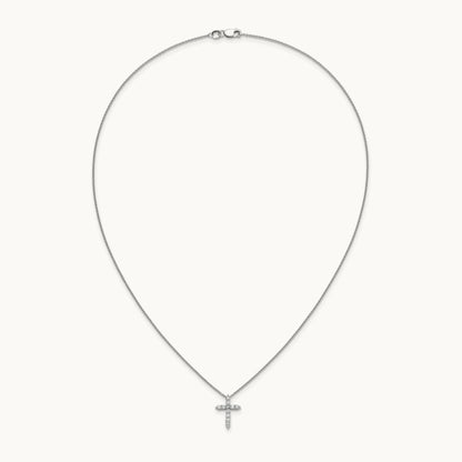 Diamond Cross 18 inch Necklace, 14K White Gold