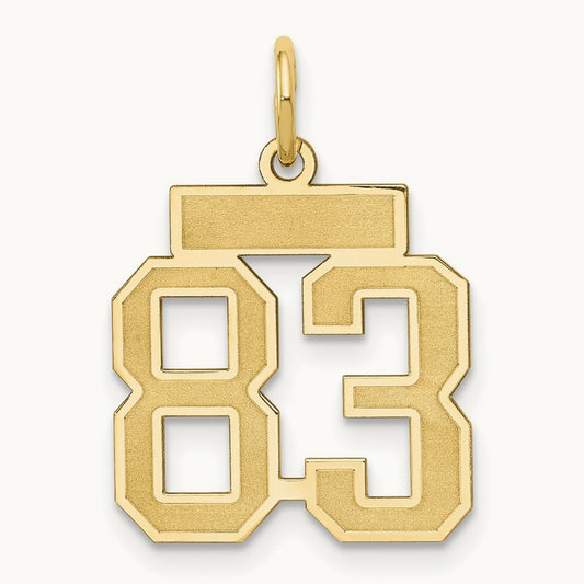 Small Satin Number 83 Charm — 14K Yellow Gold