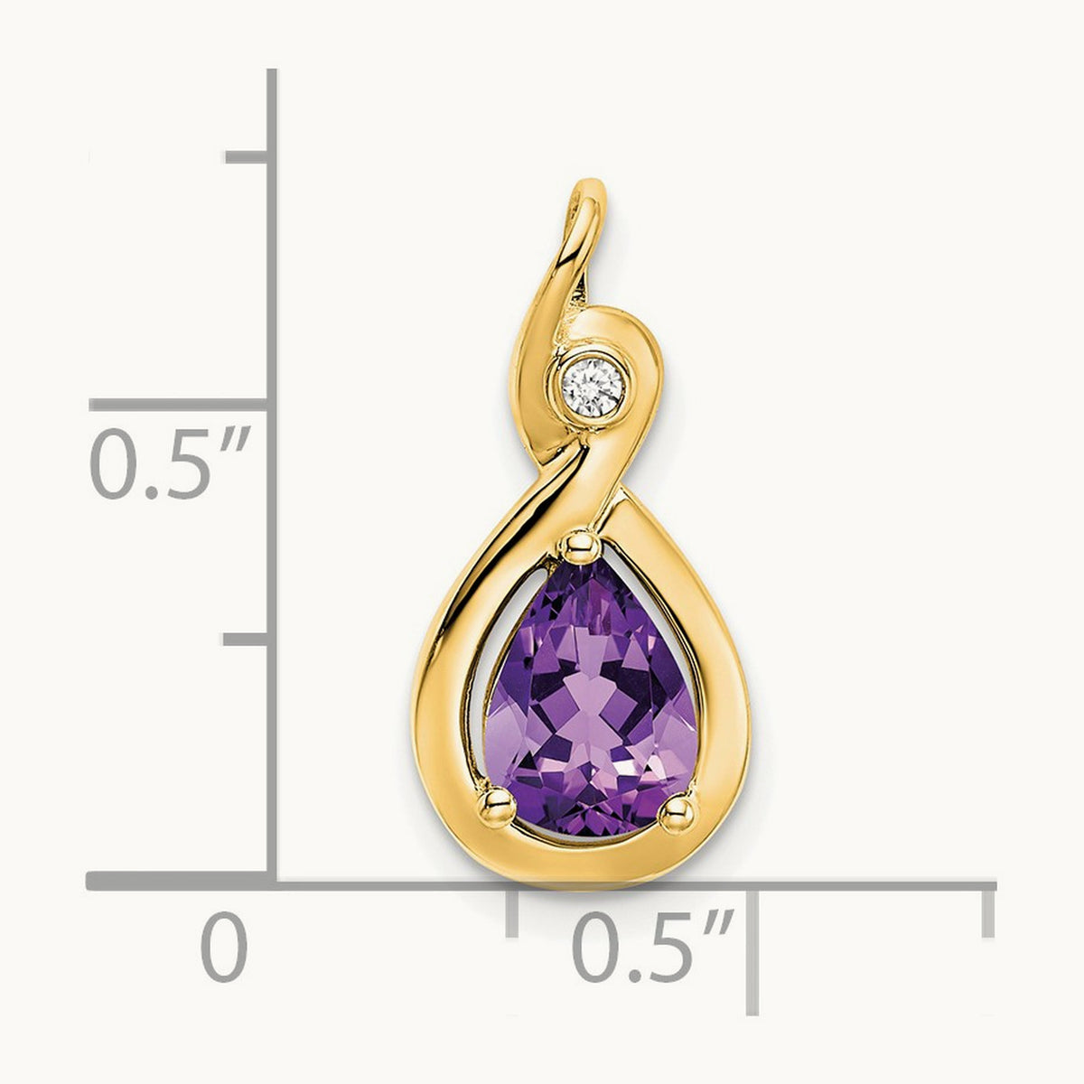 Pear Amethyst and Diamond Pendant — 14K Yellow Gold