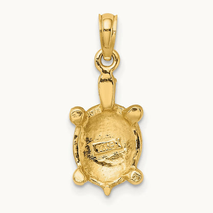 Green Enamel Tortoise Charm, 14K