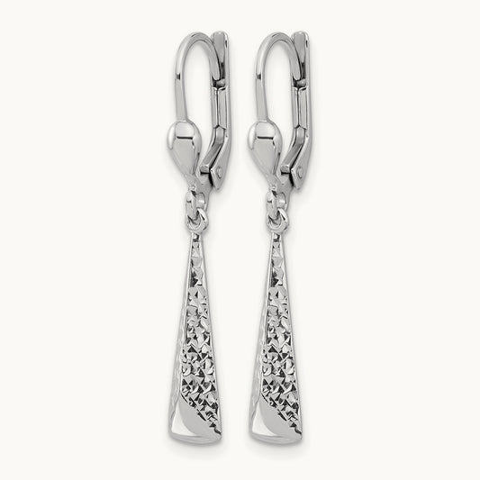 Polished/Textured Leverback Dangle Earrings, 10K White Gold — Leslie's