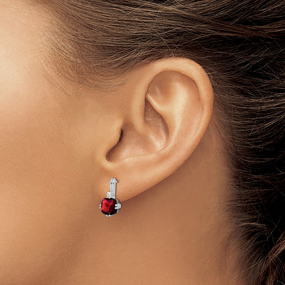 Cushion Garnet and Diamond Earrings — photo set
