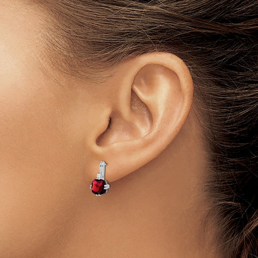 Cushion Garnet and Diamond Earrings — photo set