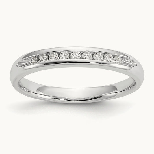 9-Stone Diamond Channel Band, 14K White Gold