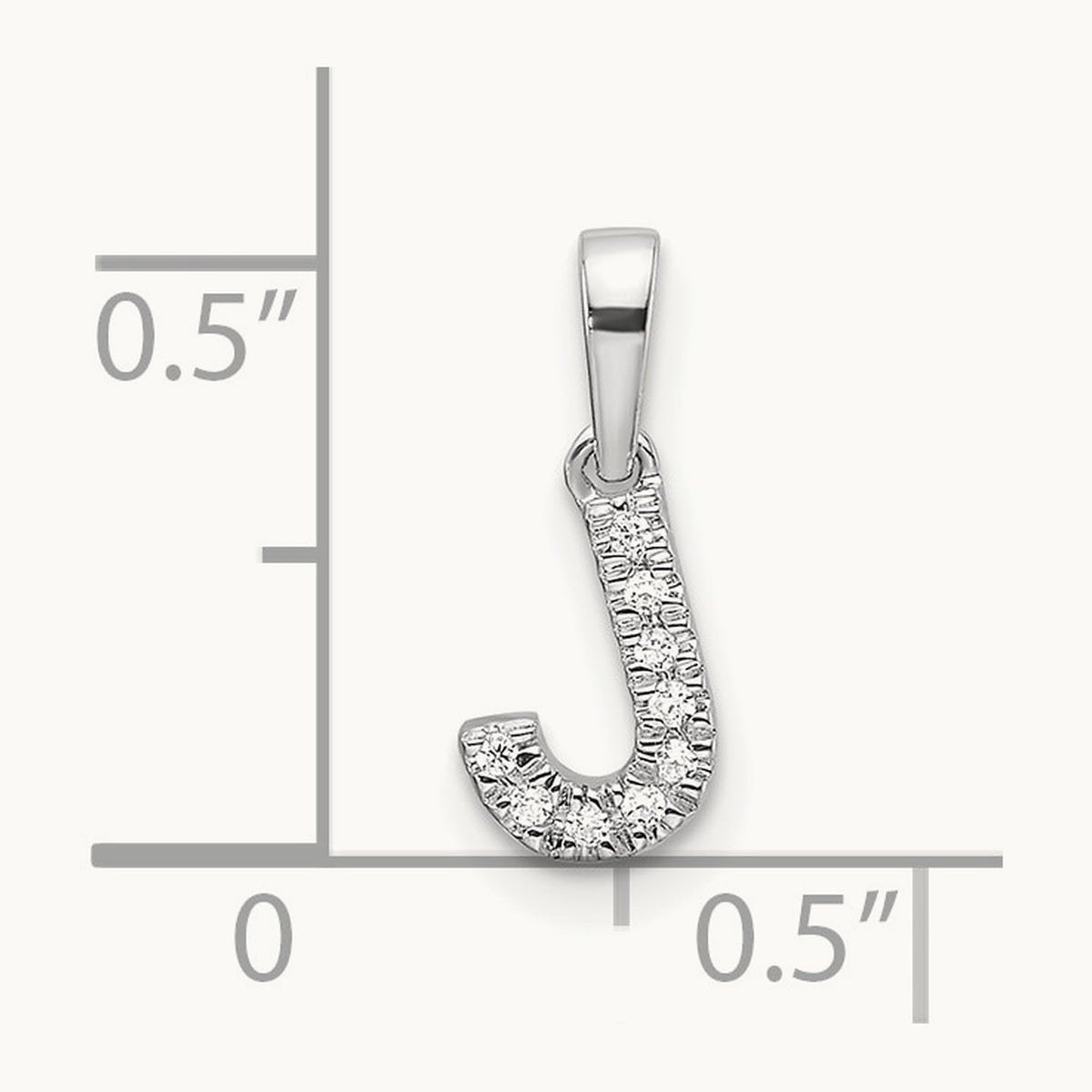 Diamond Initial with Bail Pendant — 14K White Gold, J