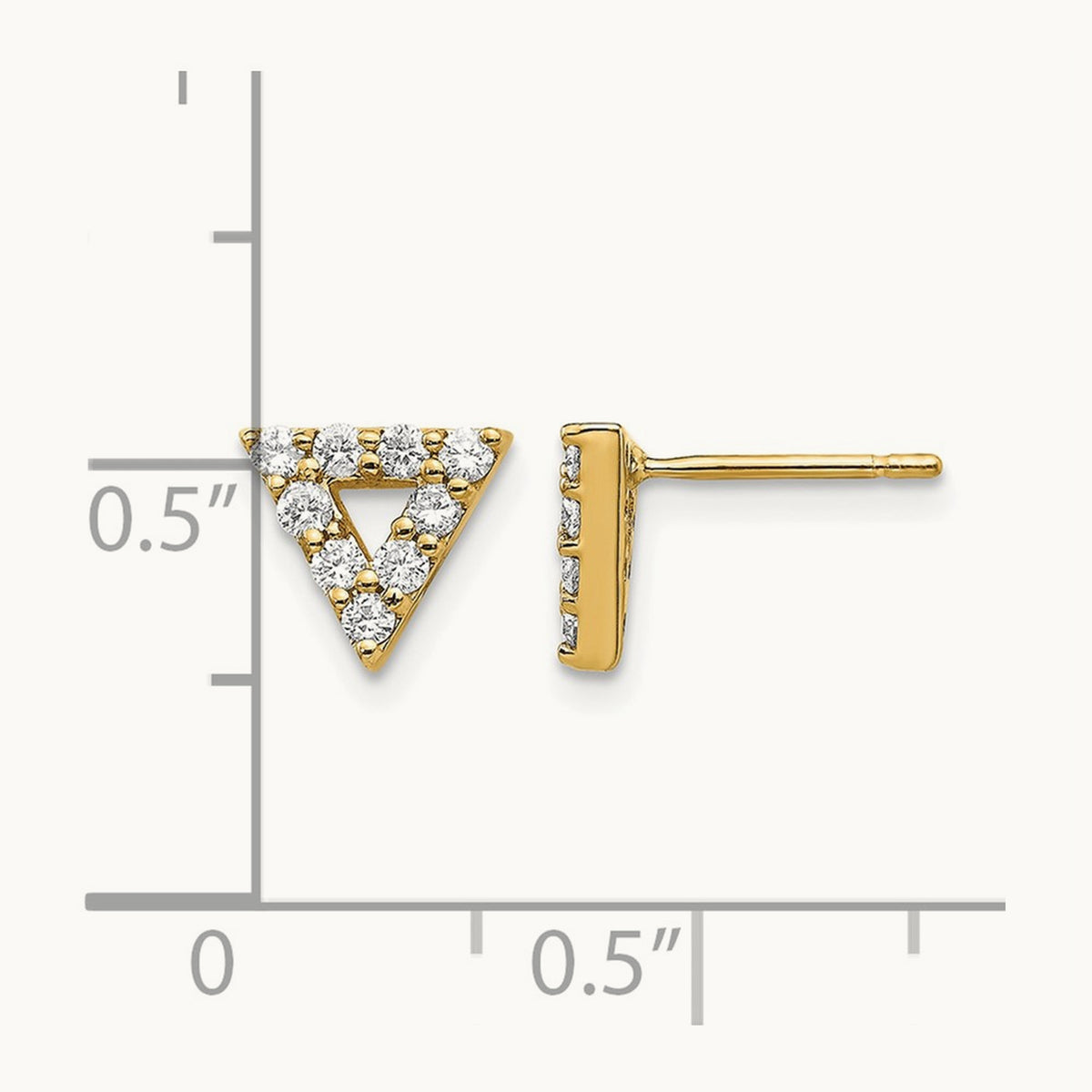 Diamond Triangle Open Earrings, 14K