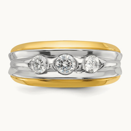 3 Stone Men's Ring, 0.75 ct tw Lab-Grown Diamond