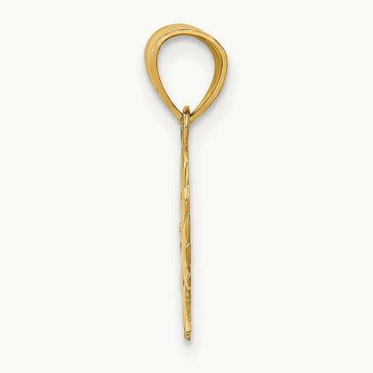 Polished Sun with Face Pendant, 14K