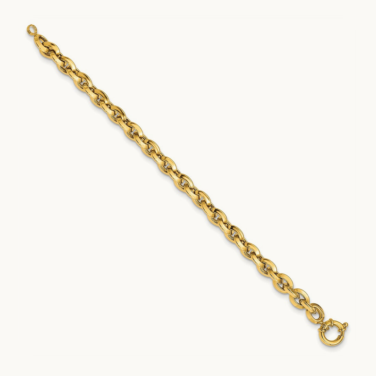 Polished Fancy Knife-edge Rolo Link Bracelet, 14K