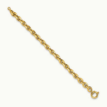 Polished Fancy Knife-edge Rolo Link Bracelet, 14K
