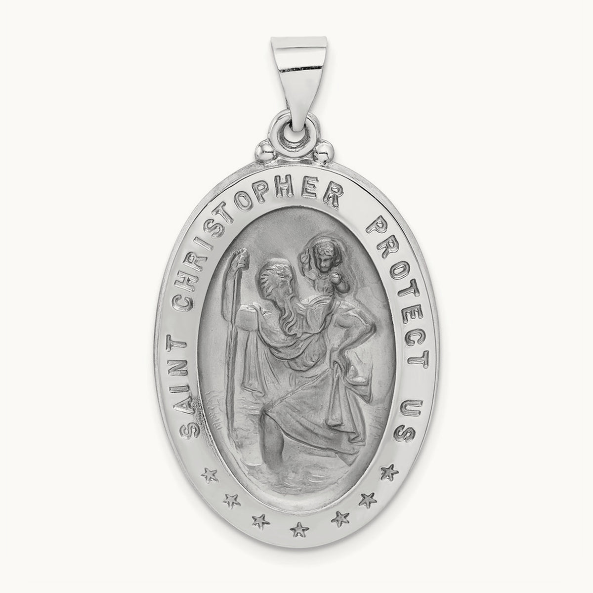 Polished/Satin St Christopher Medal Hollow Pendant — photo set