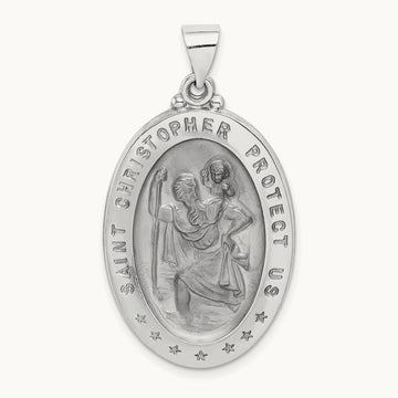 Polished/Satin St Christopher Medal Hollow Pendant — photo set