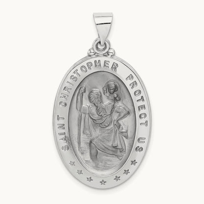 Polished/Satin St Christopher Medal Hollow Pendant — photo set