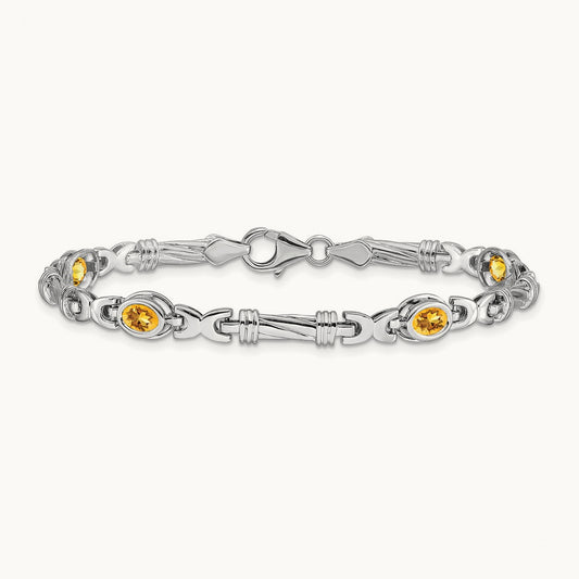 Citrine Bracelet, 14K White Gold