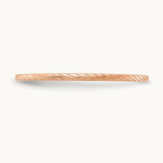 Twisted Wire Pattern Stackable Band — 14K Rose Gold