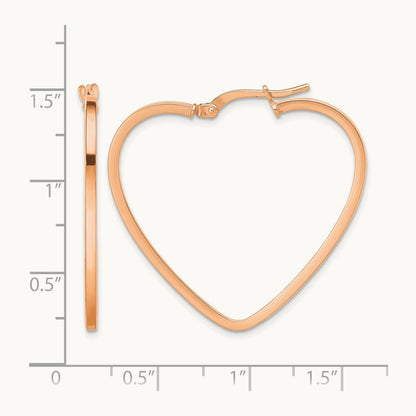 Polished Heart Hoop Earrings — 14K Rose Gold