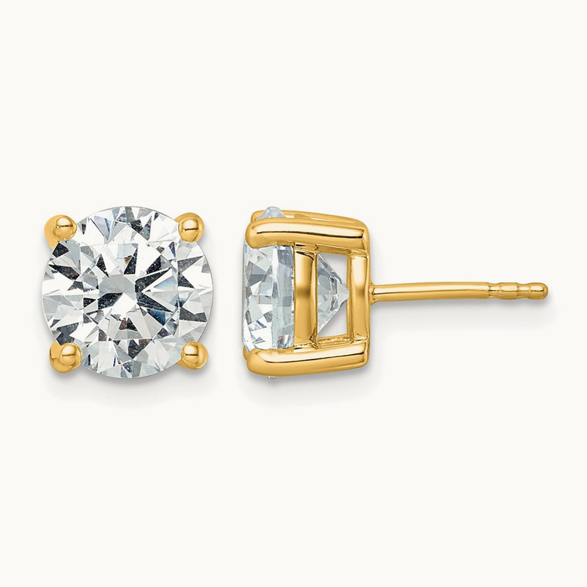 Round Lightweight Earrings, 0.25-6.00 ct tw Lab-Grown Diamond — 5 ct, 14K Yellow Gold