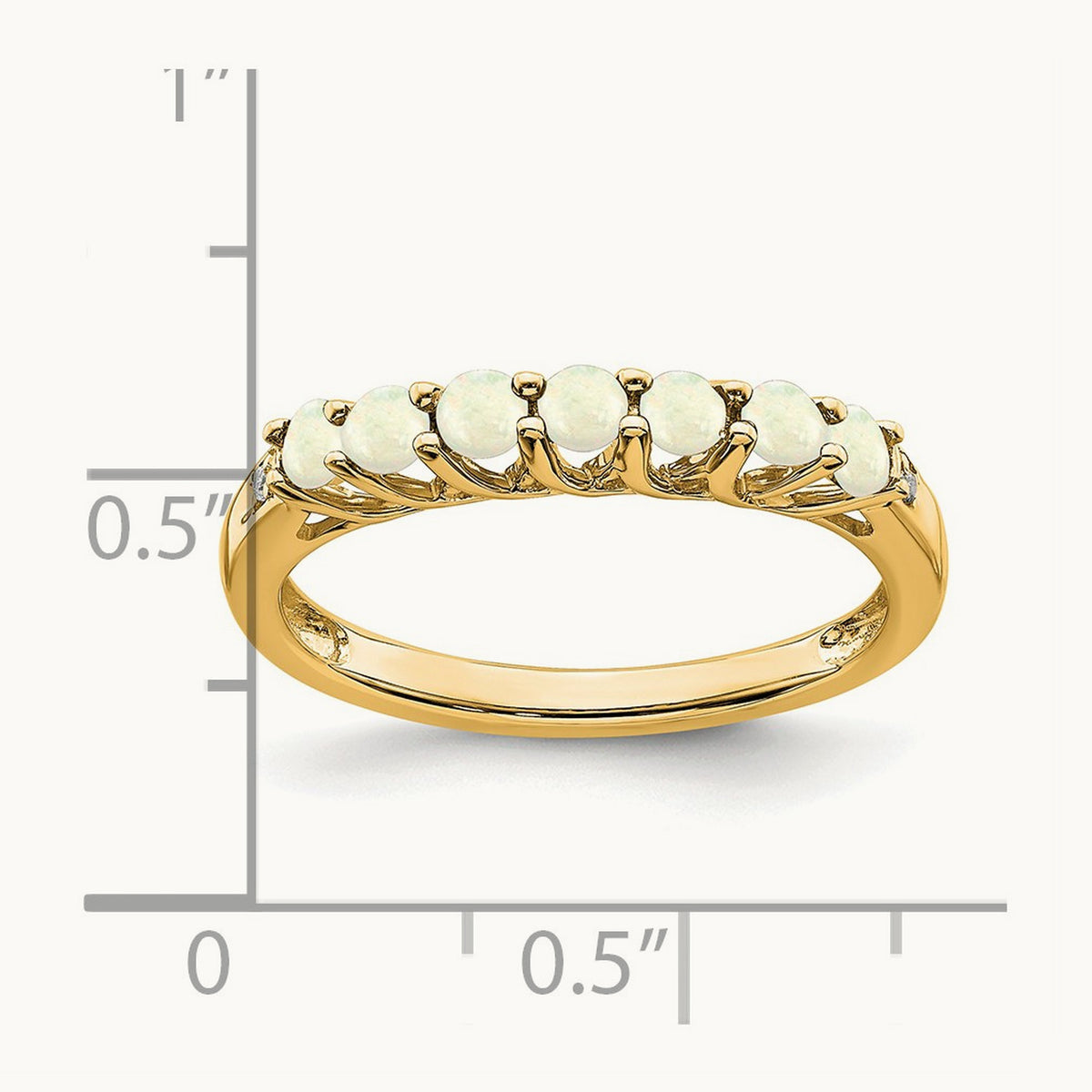 Created Opal and Lab-Grown Diamond 7-stone Ring — 14K Yellow Gold
