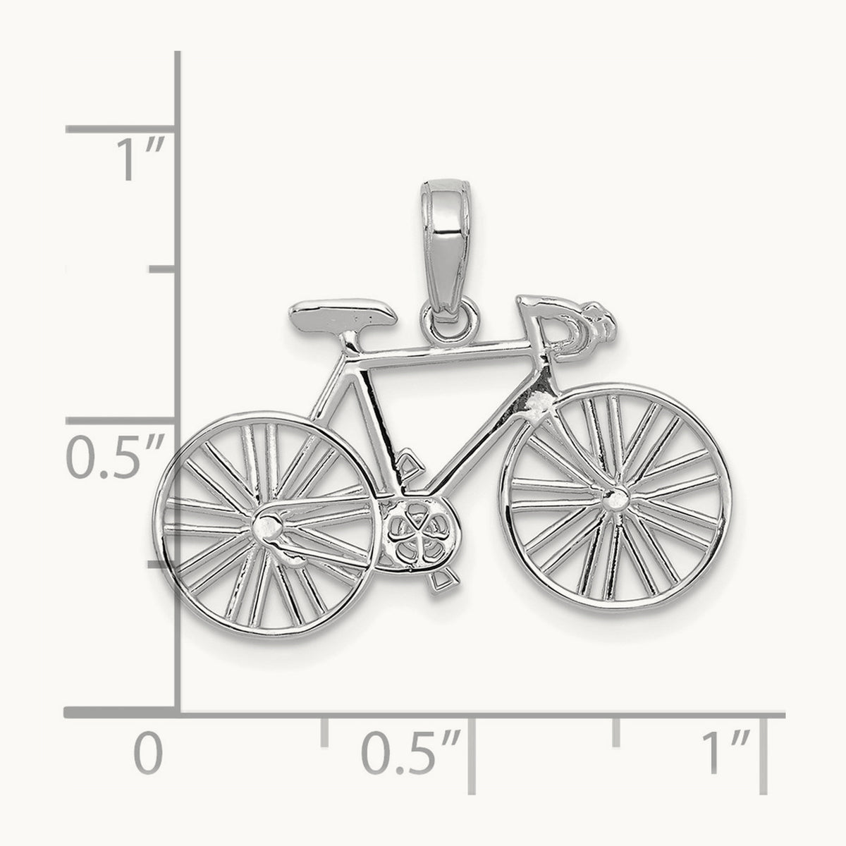 Polished Bicycle Charm — 14K White Gold