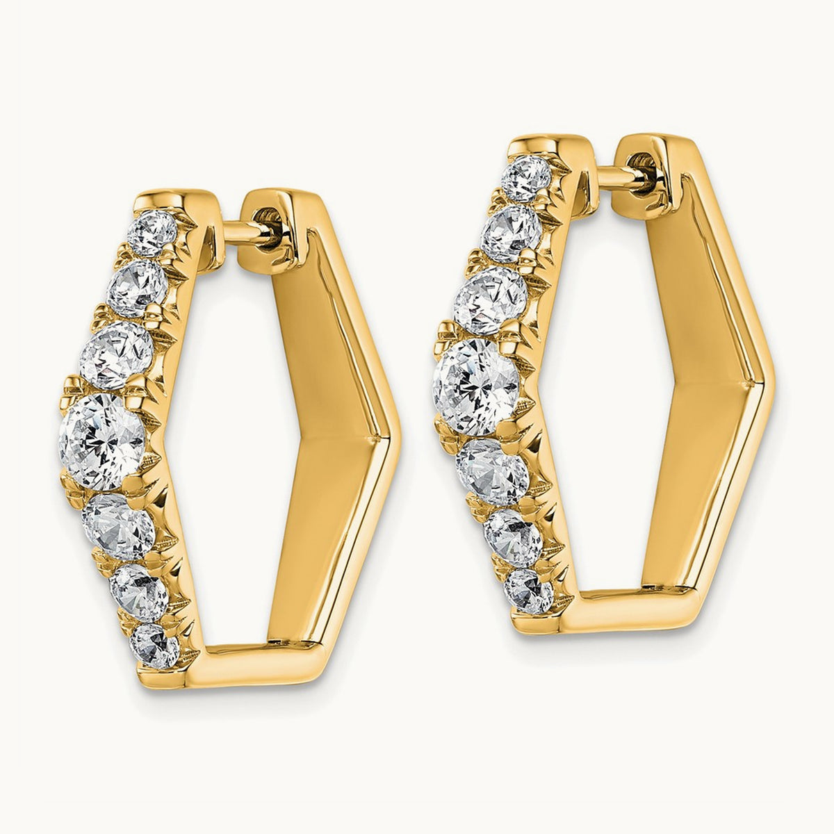 Fashion Hoop Earrings, 0.50-1.50 ct tw Lab-Grown Diamond — 1 1/2 ct, 14K Yellow Gold