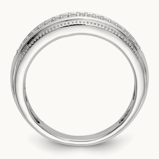Complete Diamond Trio Men's Wedding Band, 14K White Gold