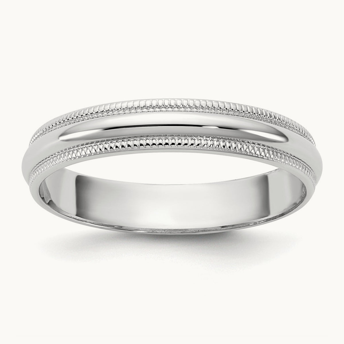 Lightweight Milgrain Half Round Band — 14K White Gold, 3.5mm