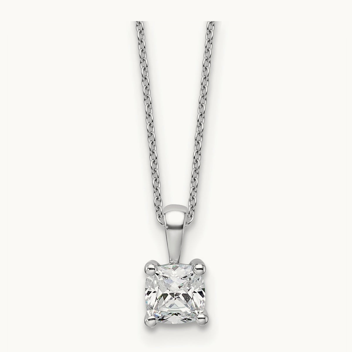 Cushion Pendant Necklace, 0.50-2.00 ct tw Lab-Grown Diamond — 3/4 ct, 14K White Gold