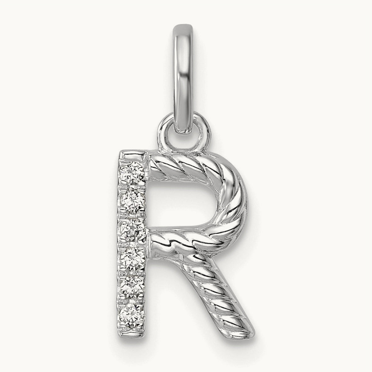 Twisted Diamond Charm — 14K White Gold, R