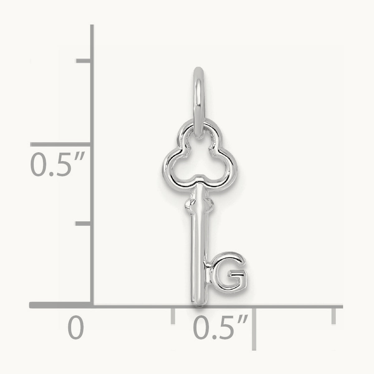 Key Initial Charm — 14K White Gold, G