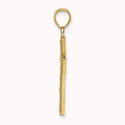 Block Cross Charm, 14K