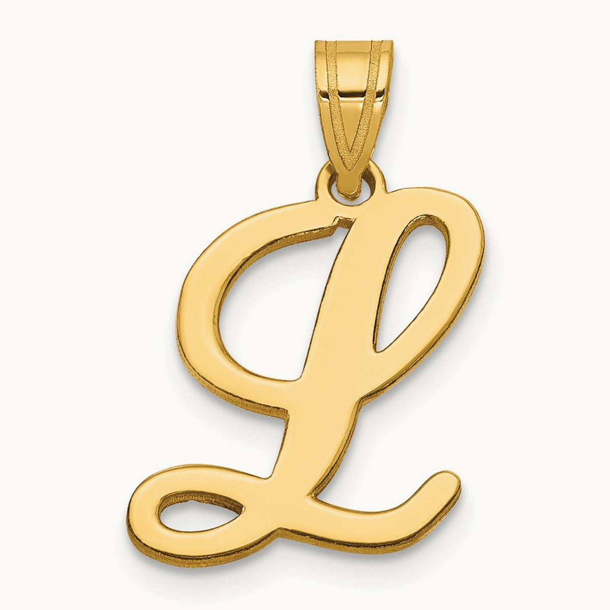 Script Letter L Initial Pendant, 14K