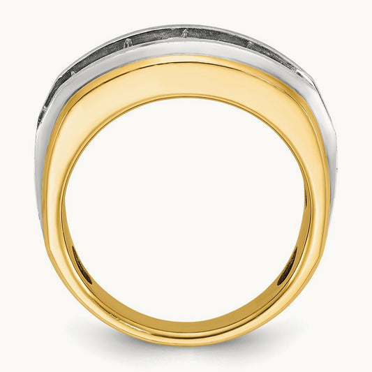 With White Rhodium Men's Ring, 2.00 ct tw Lab-Grown Diamond