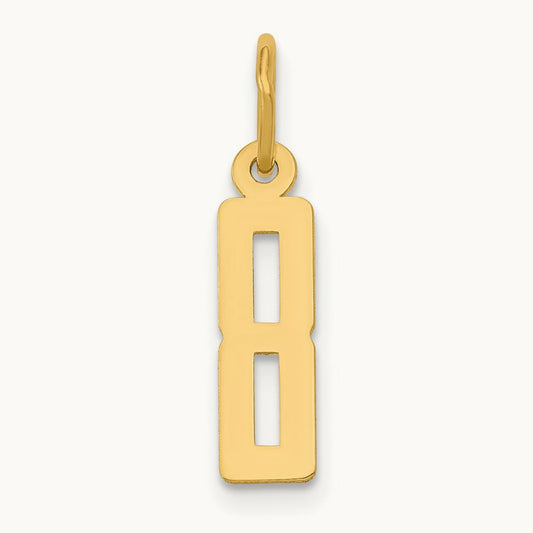 Small Elongated Number 8 Charm, 14K