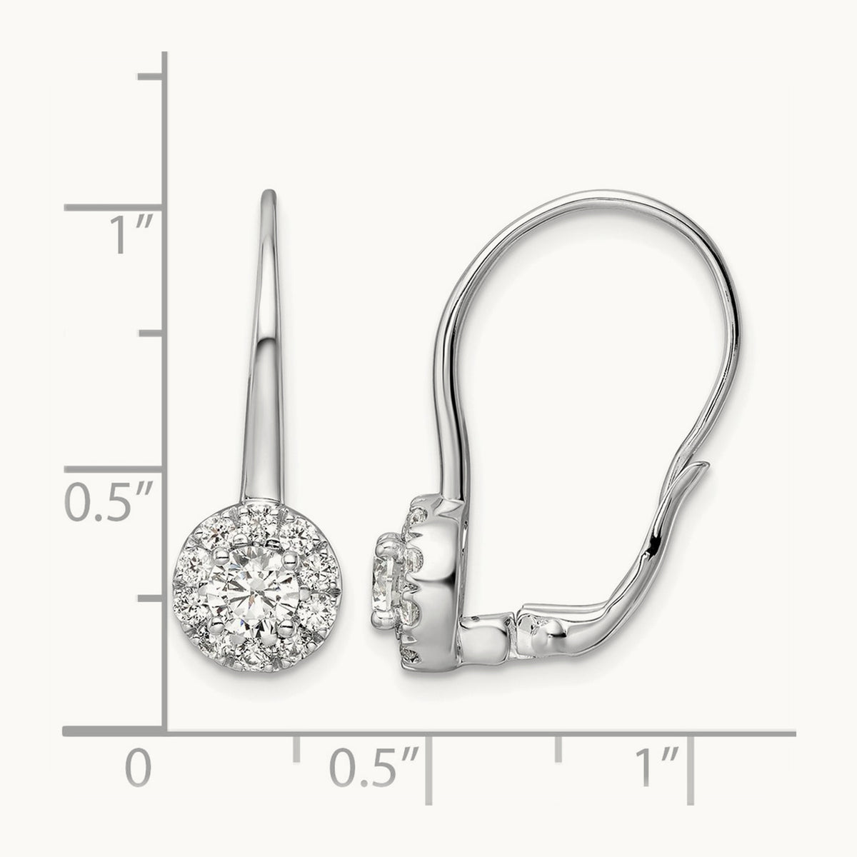 Drop Leverback Earrings, 0.75-1.50 ct tw Lab-Grown Diamond — 1 1/2 ct, 14K White Gold