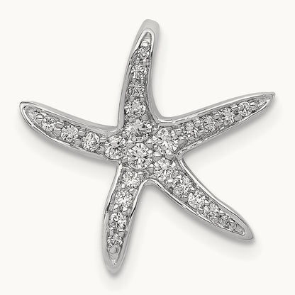 Diamond Starfish Chain Slide Pendant, 14K White Gold