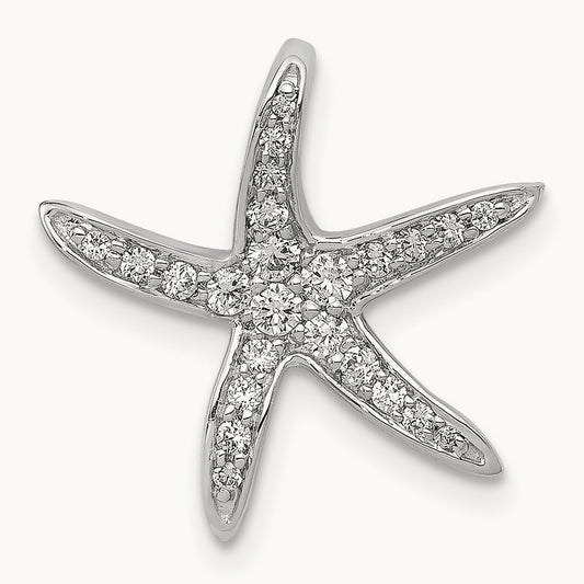 Diamond Starfish Chain Slide Pendant, 14K White Gold
