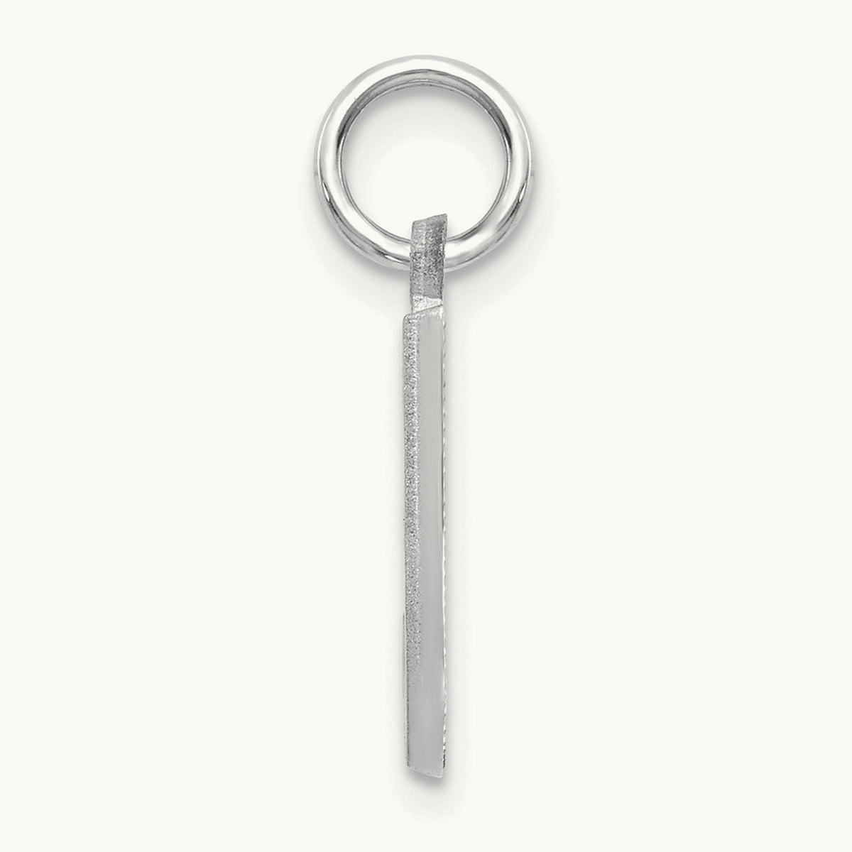 Satin Diamond-cut Initial Charm — 14K White Gold, J