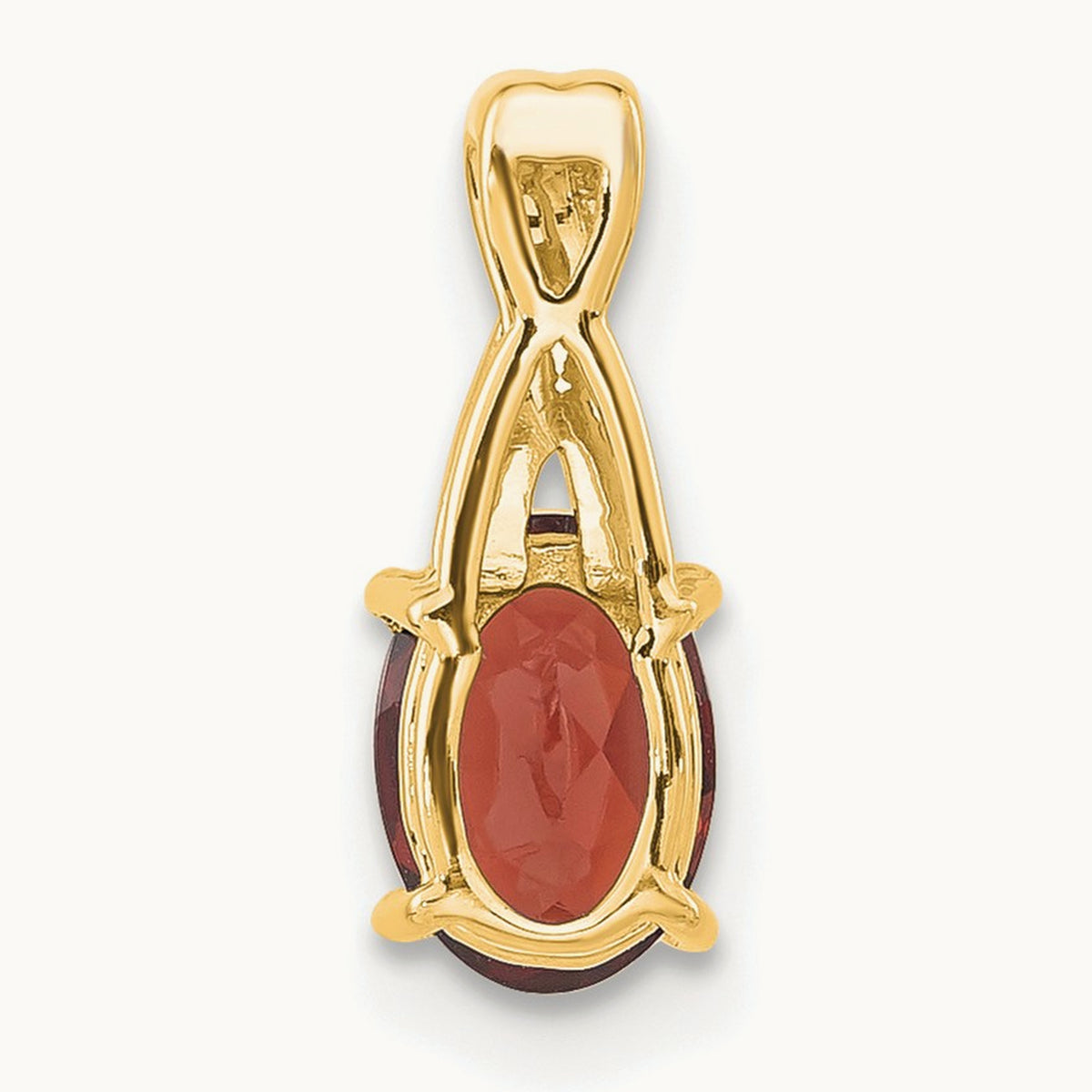 Oval Garnet and Diamond Pendant — 14K Yellow Gold