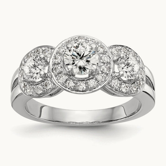 Three Stone Engagement Ring, 1.25 ct tw Lab-Grown Diamond