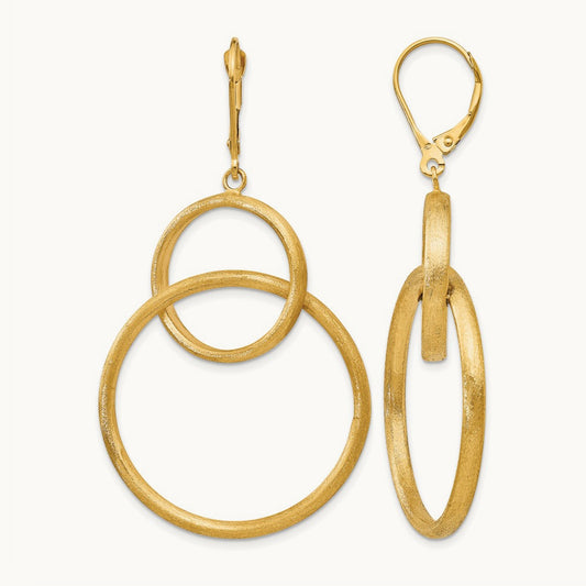 Scratch Finish Round Leverback Earrings, 14K — Leslie's