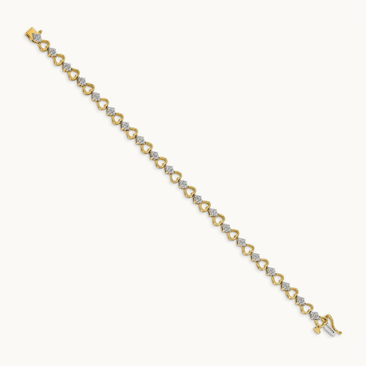 Diamond Heart Link Bracelet, 14K