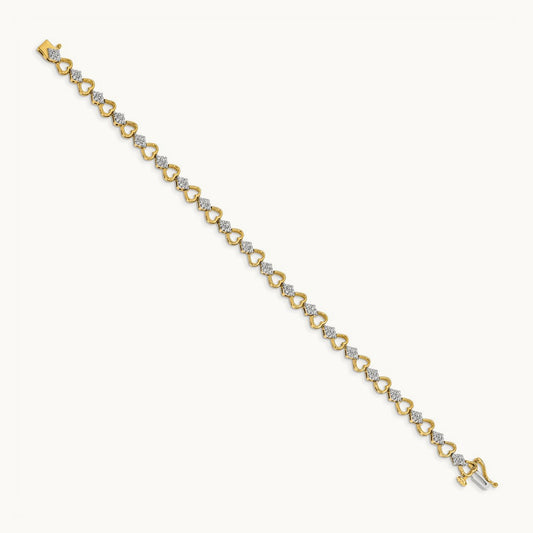 Diamond Heart Link Bracelet, 14K