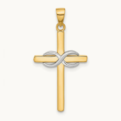Polished Infinity Cross Pendant, 14K Two-tone