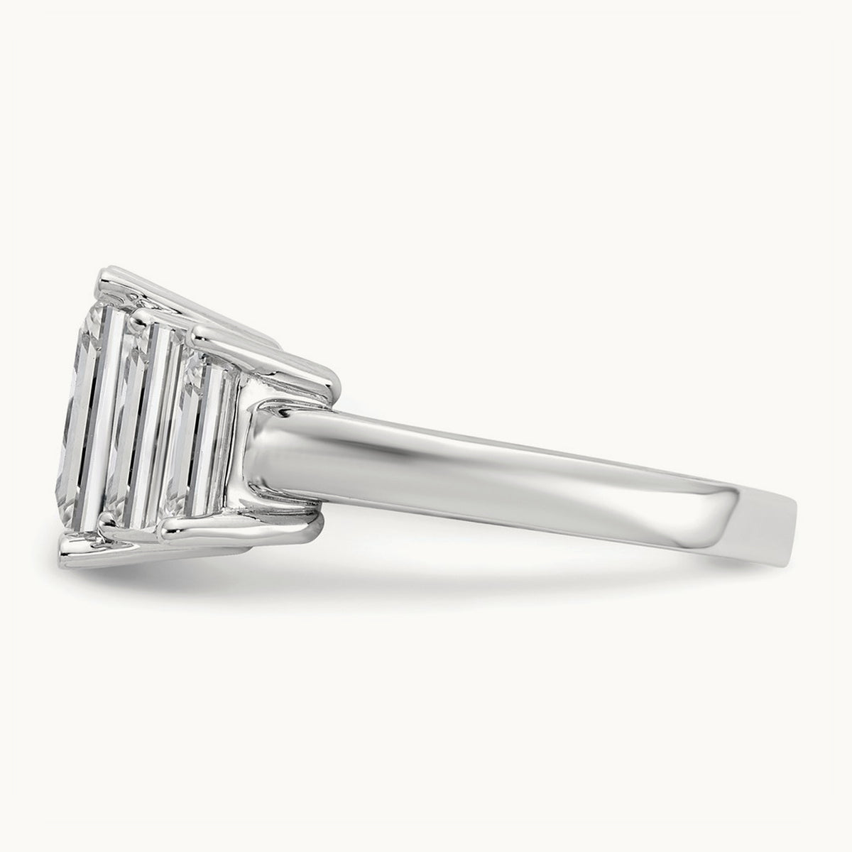 Emerald 3 Stone Engagement Ring, 1.50-4.25 ct tw Lab-Grown Diamond — 4 1/5 ct, 14K White Gold