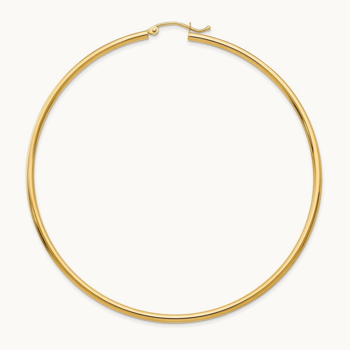 Single 14k Polished 2x70mm Lightweight Tube Hoop Earring